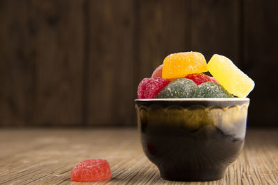 Close-up of orange fruit on table