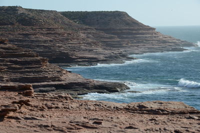 Scenic view of sea against clear sky