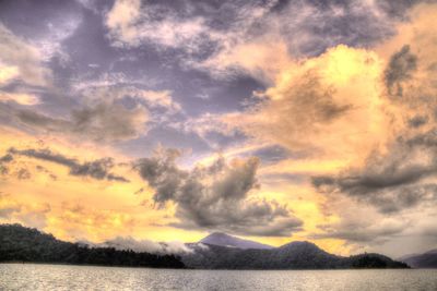 Scenic view of dramatic sky during sunset