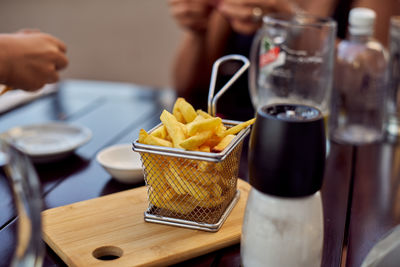 Close-up of food on table