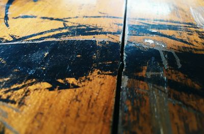 Close-up of old wooden bench