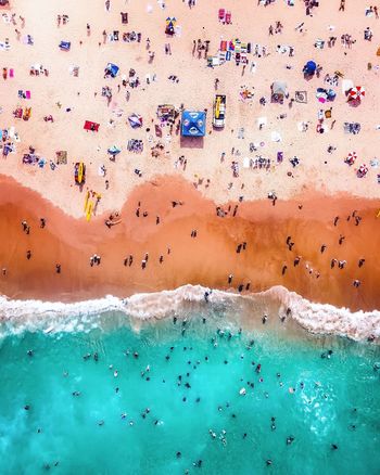 Aerial view of people at beach