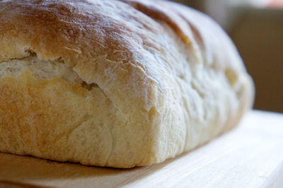 Close-up of bread on cutting board