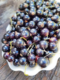 High angle view of grapes on table