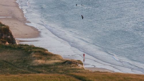 High angle view of beach
