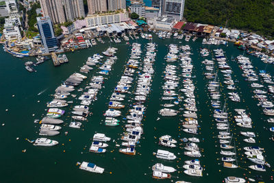 High angle view of marina