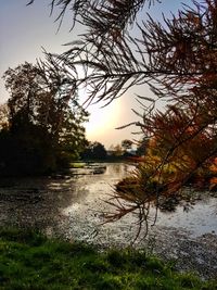View of lake at sunset
