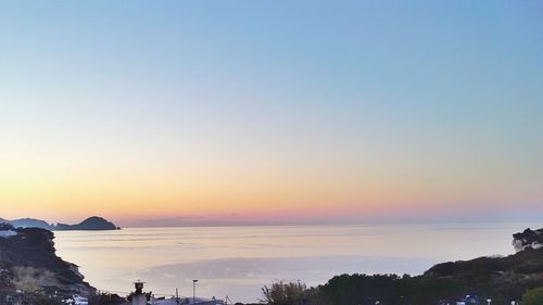 Scenic view of sea against clear sky