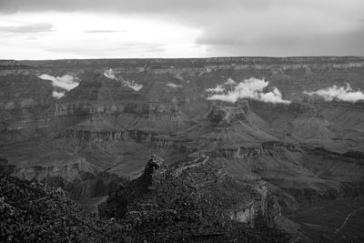 Aerial view of landscape against cloudy sky