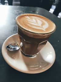 High angle view of coffee on table