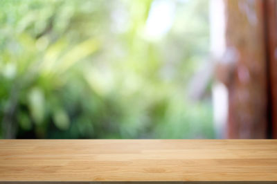 Close-up of wooden table