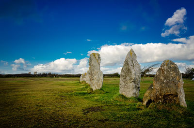 The alignment of lagatjar is an interesting alignment of menhir, near camaret sur mer mer, brittany