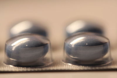 Close-up of glasses on table