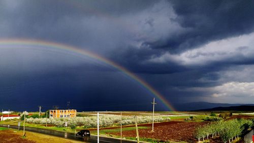 Scenic view of rainbow against sky