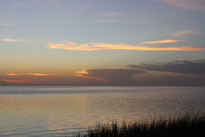 Scenic view of calm sea at sunset