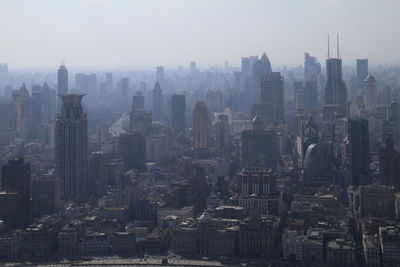 Smog over the skyline of shanghai, china