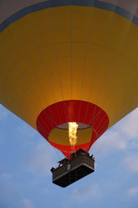 Low angle view of hot air balloon against sky
