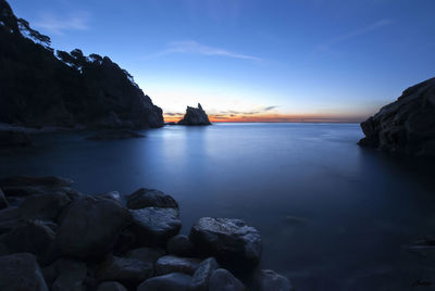 Scenic view of sea against blue sky