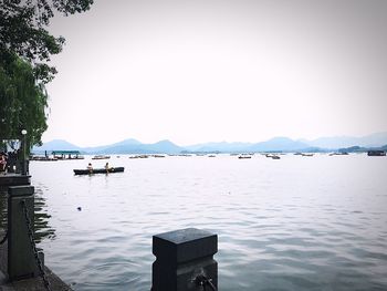 Scenic view of lake against clear sky