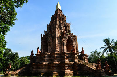 Ancient terracotta statue sculpture. old pagoda architecture terracotta.