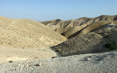 Scenic view of desert against clear sky