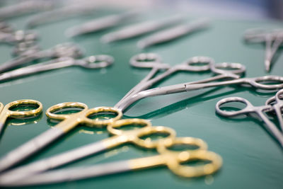 High angle view of chain on table