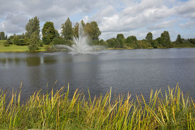 Scenic view of lake against sky