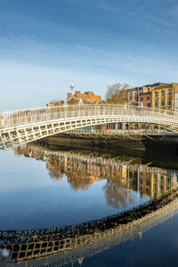 Bridge over river against blue sky