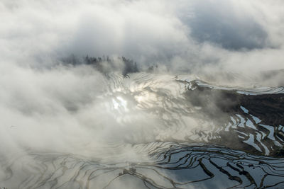 Scenic view of sea against cloudy sky