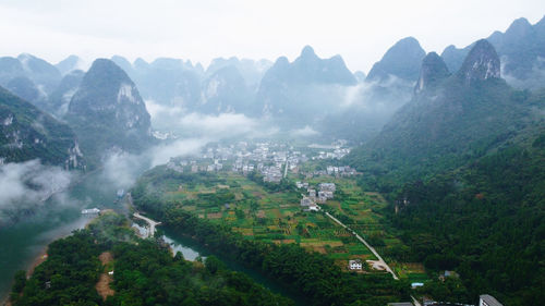 Scenic view of mountains against sky