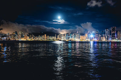 Illuminated city at night