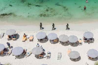 High angle view of people on beach