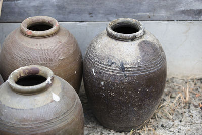 Close-up of old metal container