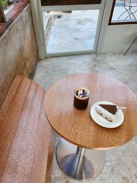 High angle view of food on table