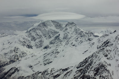 Scenic view of snow mountains against sky