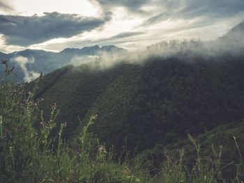 Scenic view of mountains against sky