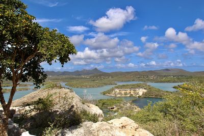 Scenic view of lake against sky