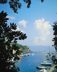 Scenic view of bay against sky