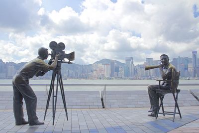 Statue of liberty against cloudy sky
