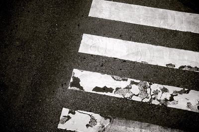 High angle view of zebra crossing on road