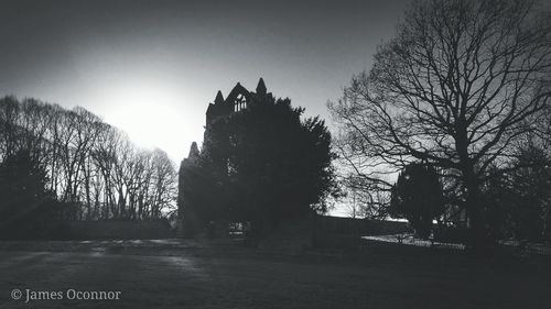 Silhouette trees on field against sky