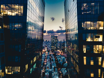 Landscape of city with night lights of tel aviv