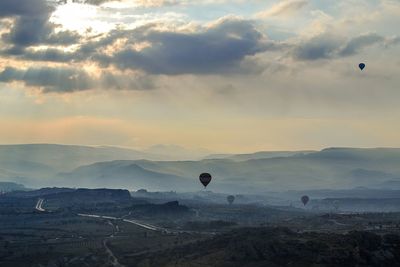 Clouds over mountain range