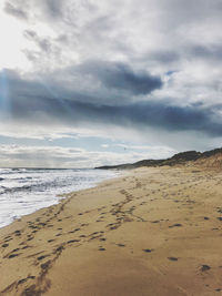 Scenic view of beach against sky