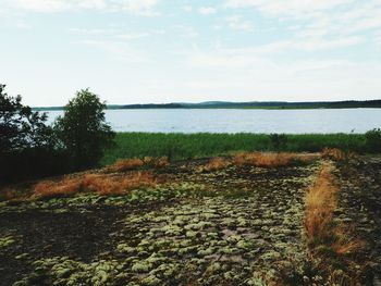 Scenic view of lake against sky