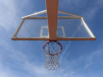 Low angle view of basketball hoop against sky