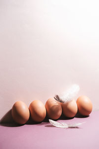 Close-up of eggs on table