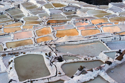 Full frame shot of pools with water reflecting golden hour light