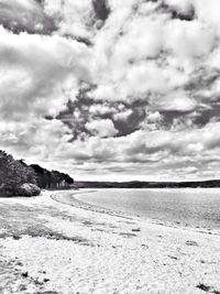Scenic view of sea against cloudy sky