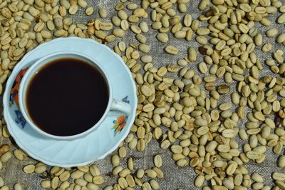High angle view of coffee in cup